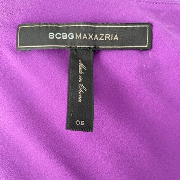 BCBG MAXAZRIA Somara One-Shouldered Asymmetrical Chiffon Purple Dress Sz 6 - Picture 13 of 14